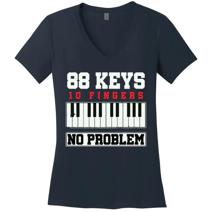 88 Keys Pianist Grand Piano Keyboard Key Music Musician Gift Women's V-Neck T-Shirt