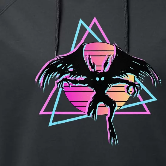 80s Mothman Retro Cryptid Performance Fleece Hoodie