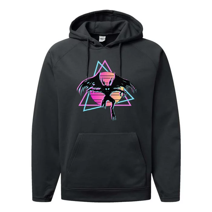 80s Mothman Retro Cryptid Performance Fleece Hoodie