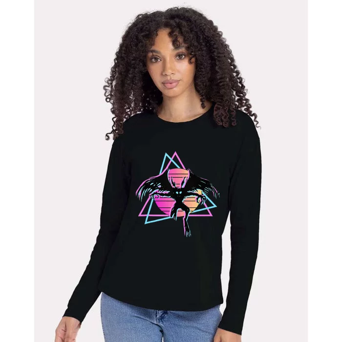 80s Mothman Retro Cryptid Womens Cotton Relaxed Long Sleeve T-Shirt