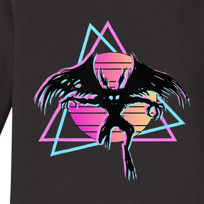 80s Mothman Retro Cryptid Baby Long Sleeve Bodysuit