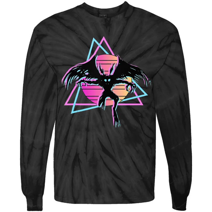 80s Mothman Retro Cryptid Tie-Dye Long Sleeve Shirt