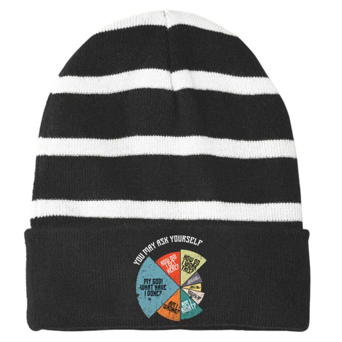 80s Music Retro Lyrics Funny 80s Striped Beanie with Solid Band