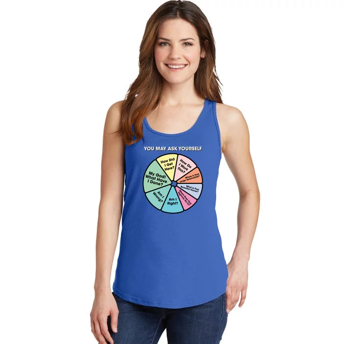 80S Music Retro Lyrics You May Ask Yourself Pie Chart Ladies Essential Tank