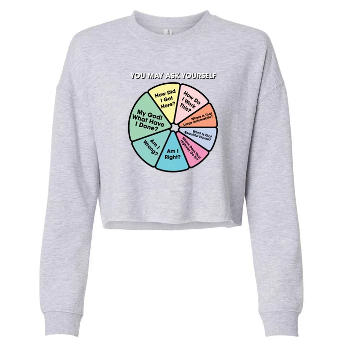 80S Music Retro Lyrics You May Ask Yourself Pie Chart Cropped Pullover Crew