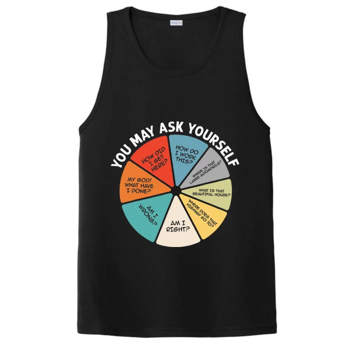 80s Music Retro Lyrics Pie Chart You May Ask Yourself Retro Performance Tank