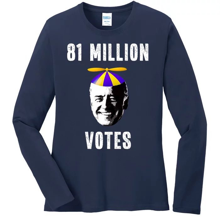 81 Million Votes Anti Biden Funny Political Ladies Long Sleeve Shirt