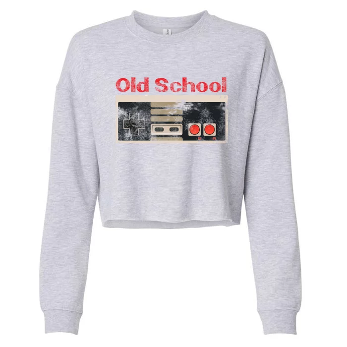 80's Old School Video Game Controller Retro Gift Cropped Pullover Crew