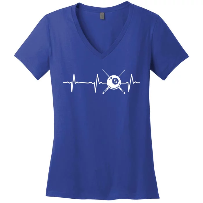 8ball Pool Billiards Billiard Heartbeat Gift Women's V-Neck T-Shirt