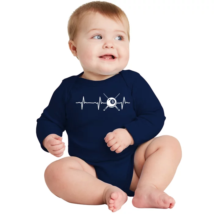 8ball Pool Billiards Billiard Heartbeat Gift Baby Long Sleeve Bodysuit