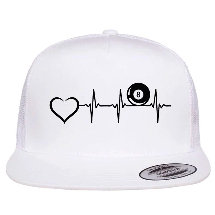 8ball Pool Billiards Billiard Heartbeat Heart Flat Bill Trucker Hat