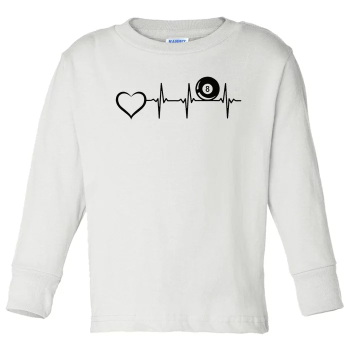 8ball Pool Billiards Billiard Heartbeat Heart Toddler Long Sleeve Shirt