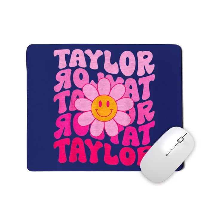 80S Pink Funny Smile Pink Flower Emoji TâYlor Repeat Mousepad