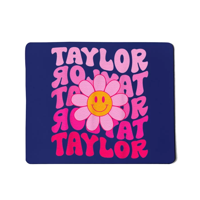 80S Pink Funny Smile Pink Flower Emoji TâYlor Repeat Mousepad