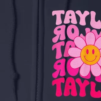 80S Pink Funny Smile Pink Flower Emoji TâYlor Repeat Full Zip Hoodie