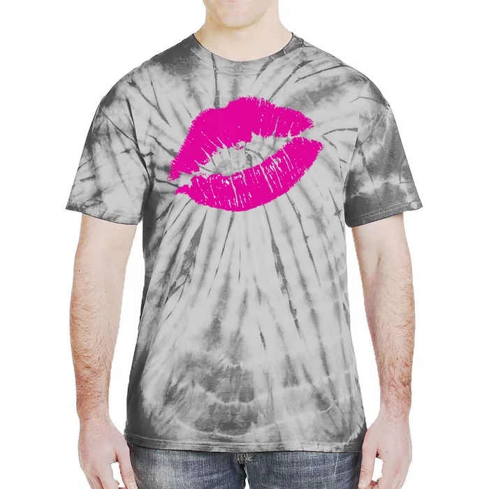 80s Pink Lips Bright Pop Culture 1980s Lovers Gift Tie-Dye T-Shirt