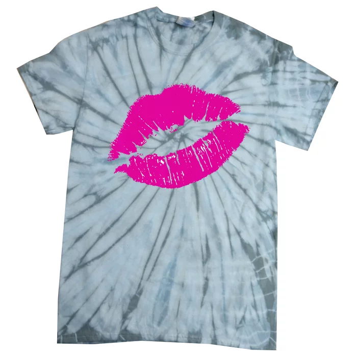 80s Pink Lips Bright Pop Culture 1980s Lovers Gift Tie-Dye T-Shirt