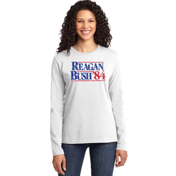 80s Reaganbush 84 Gop Ladies Long Sleeve Shirt