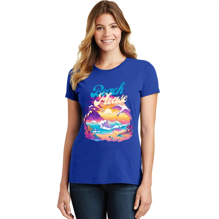 80S Retro Beach Please Vaporwave Scene Summer Vacay Florida Gift Women's T-Shirt