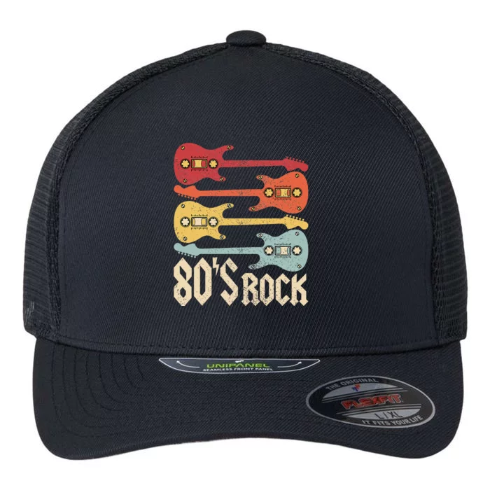 80s Rock Band Guitar Cassette Tape 1980s Flexfit Unipanel Trucker Cap