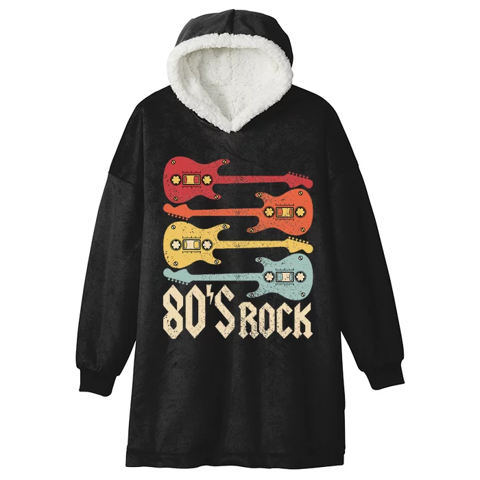 80s Rock Band Guitar Cassette Tape 1980s Vintage 80s Hooded Wearable Blanket