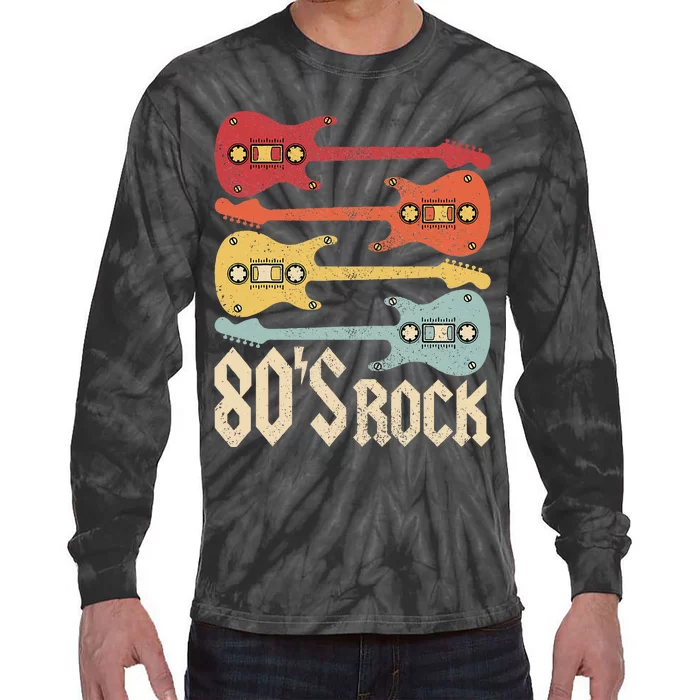 80s Rock Band Guitar Cassette Tape 1980s Vintage 80s Tie-Dye Long Sleeve Shirt