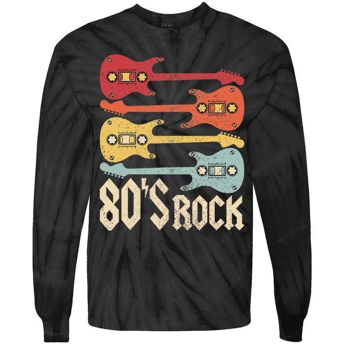 80s Rock Band Guitar Cassette Tape 1980s Vintage 80s Tie-Dye Long Sleeve Shirt