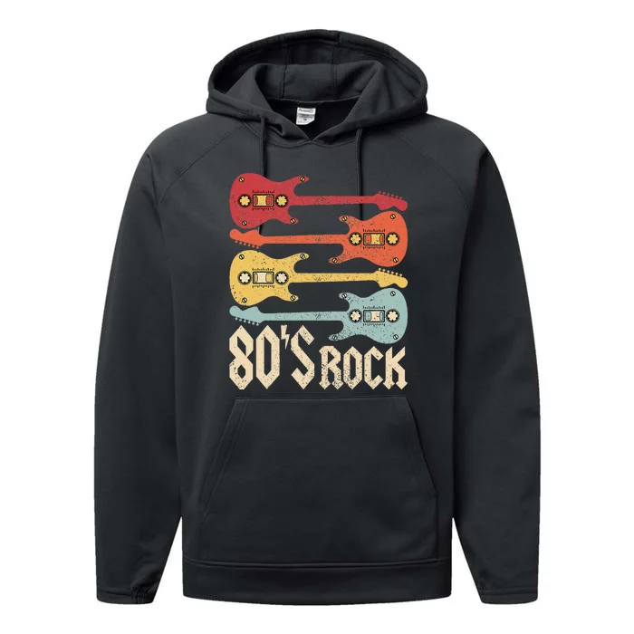 80s Rock Band Guitar Cassette Tape 1980s 80s Performance Fleece Hoodie