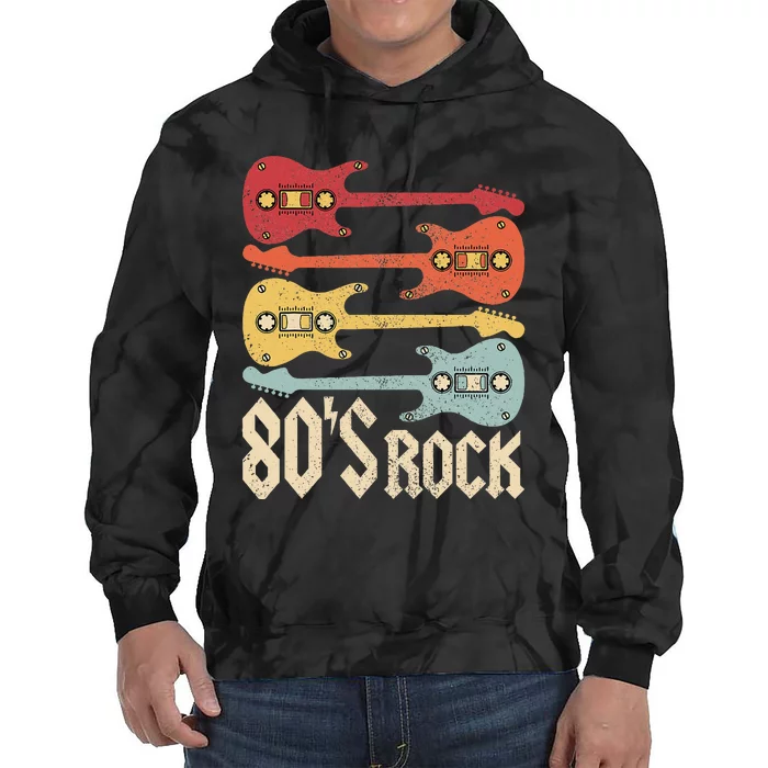 80s Rock Band Guitar Cassette Tape 1980s 80s Tie Dye Hoodie