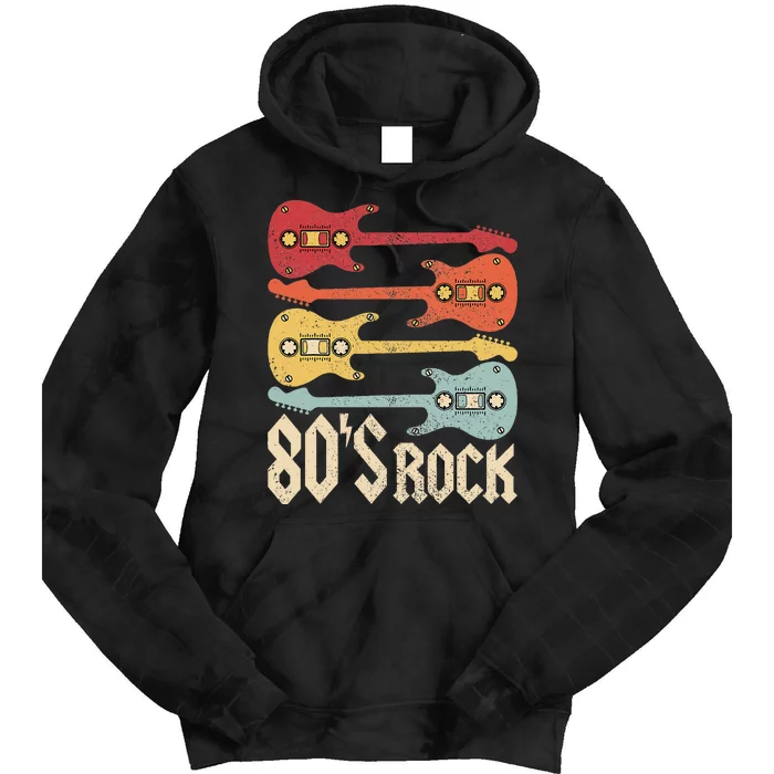 80s Rock Band Guitar Cassette Tape 1980s 80s Tie Dye Hoodie