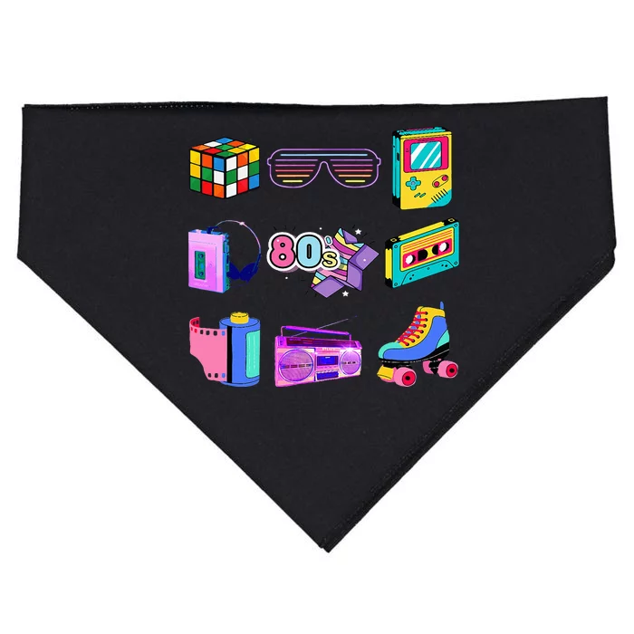 80S Retro Fashion Throwback Culture Disco Music Party Lover USA-Made Doggie Bandana