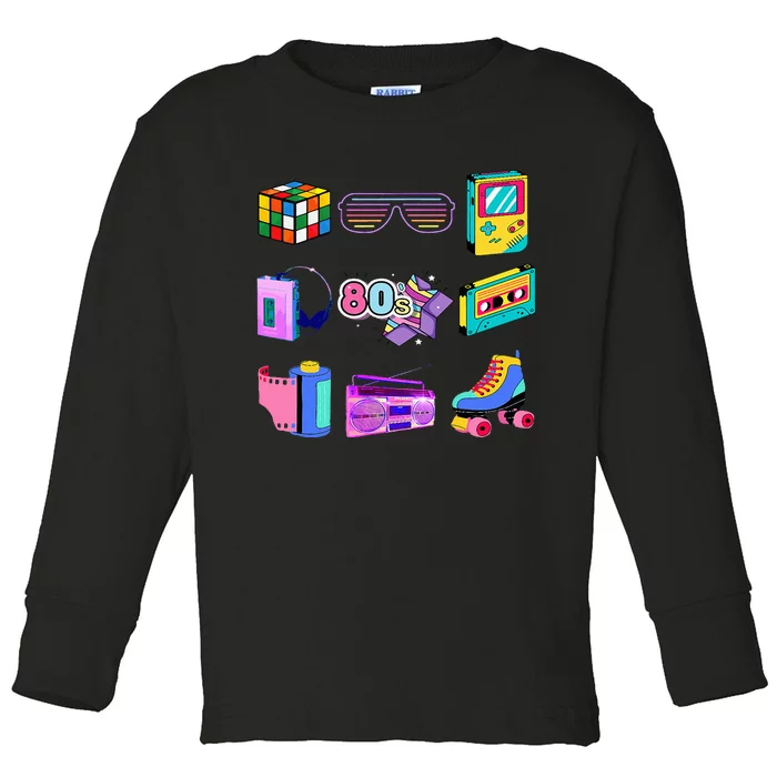 80S Retro Fashion Throwback Culture Disco Music Party Lover Toddler Long Sleeve Shirt