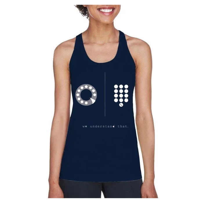 80S Retro Old School Rotary Phone Nostalgia Genx Women's Racerback Tank