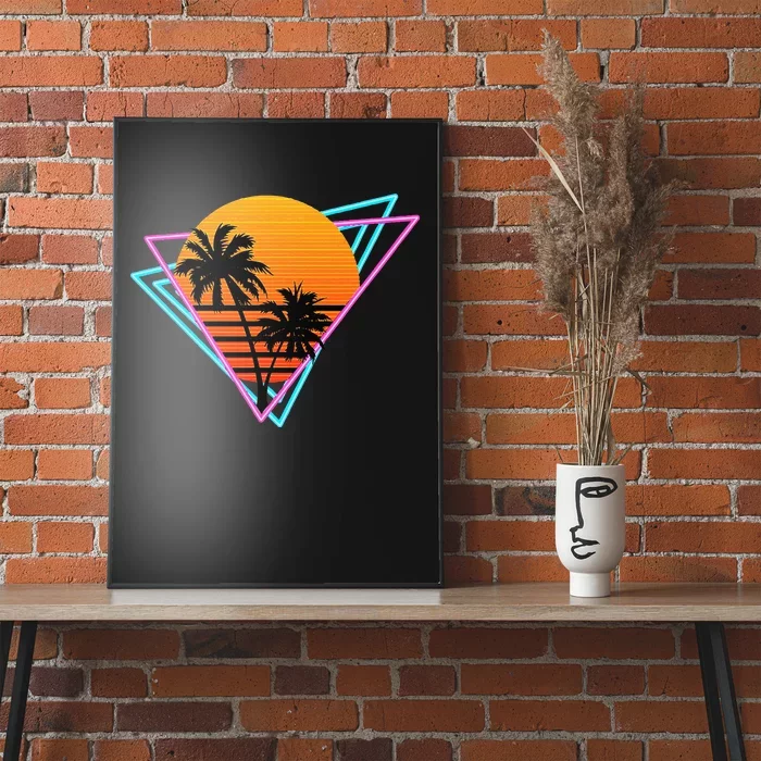 80s Retro Palm Tree Sunset Nostalgic Vintage Sunset Poster