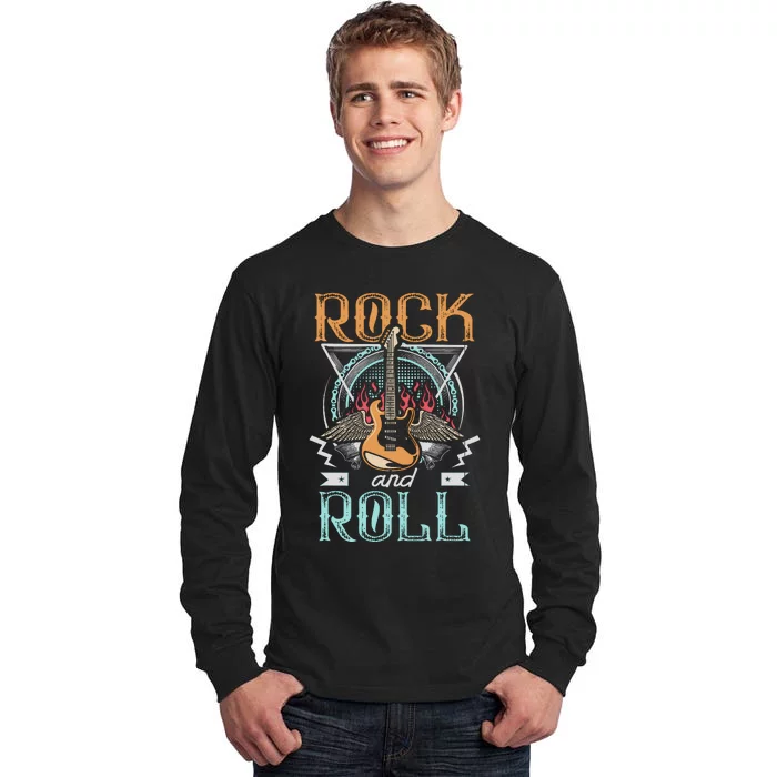 80s Rock & Roll Music Guitar Wings Tall Long Sleeve T-Shirt