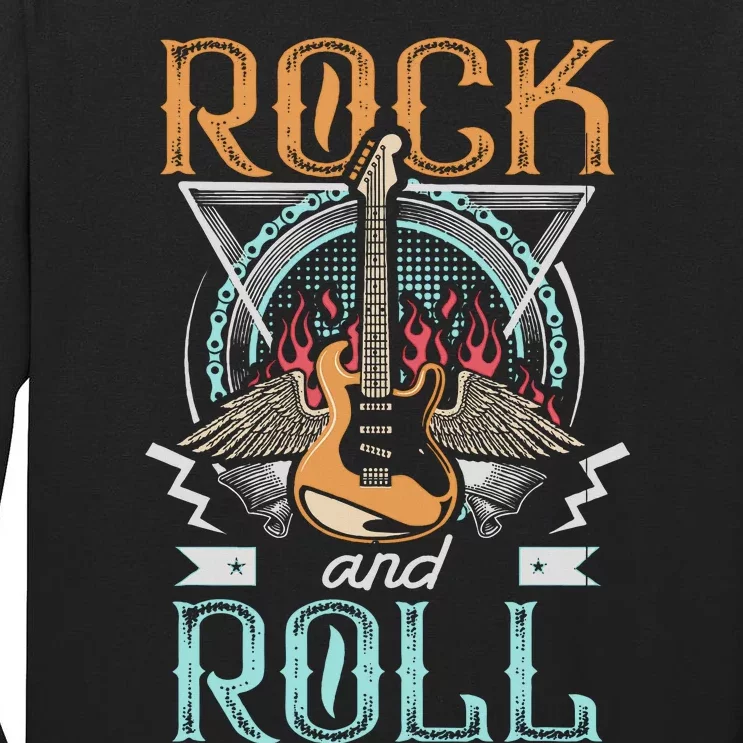 80s Rock & Roll Music Guitar Wings Tall Long Sleeve T-Shirt