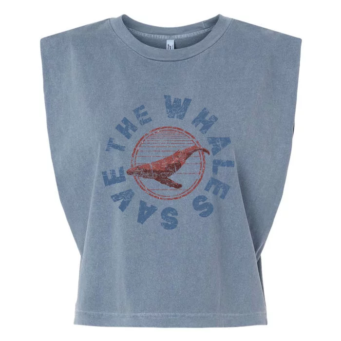 80s Retro Save The Whales Whale Vintage Cute Gift Garment-Dyed Women's Muscle Tee