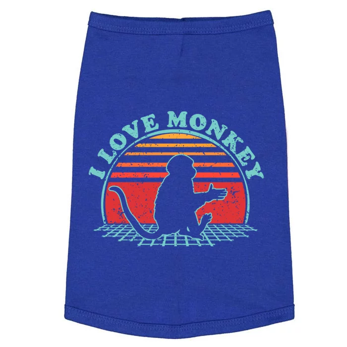 80s Retro Vintage Style Funny Gift Monkey Lover I Love Monkey Gift Doggie Tank