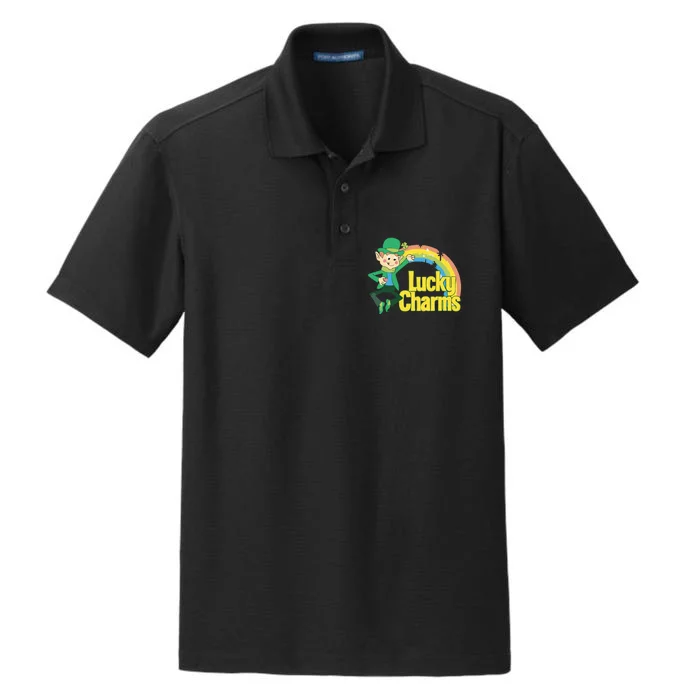 80s Style Lucky The Leprechaun Rainbow Logo Dry Zone Grid Performance Polo