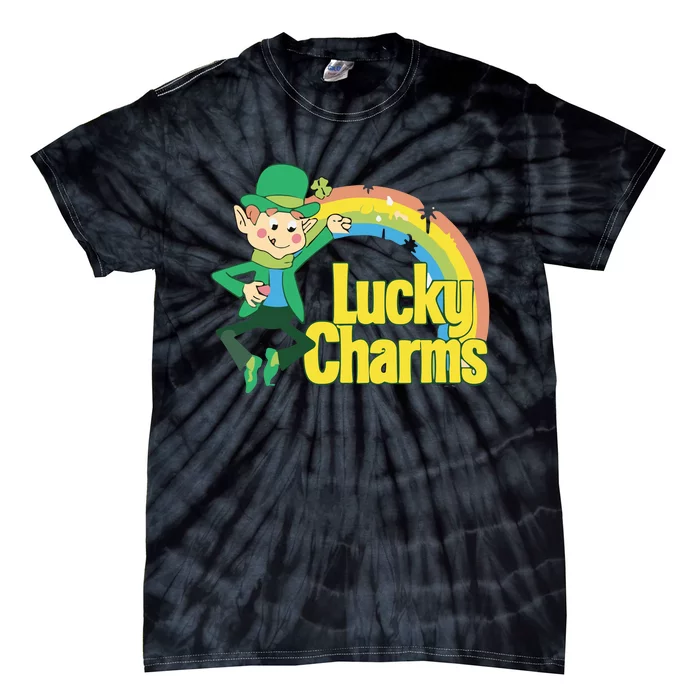 80s Style Lucky The Leprechaun Rainbow Logo Tie-Dye T-Shirt