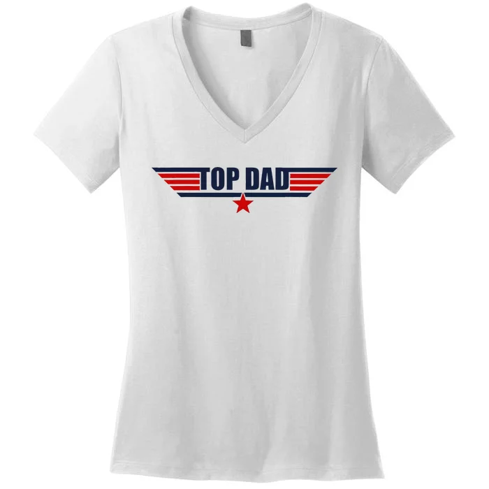 80s Top Dad Fathers Day Gift From Daughter Son Wife Women's V-Neck T-Shirt