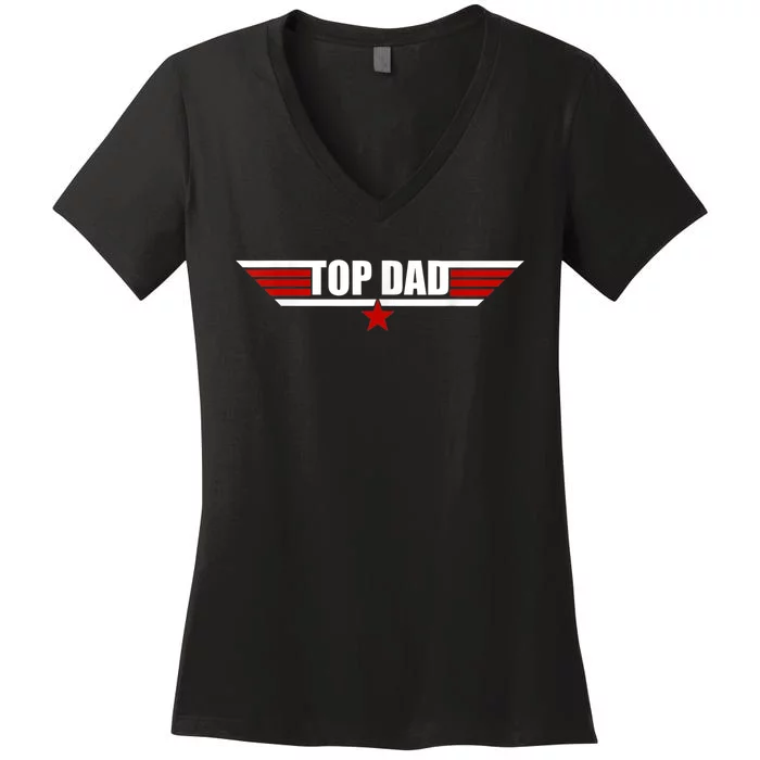 80s Top Dad Fathers Day Gift from Daughter Son Kid Wife Women's V-Neck T-Shirt