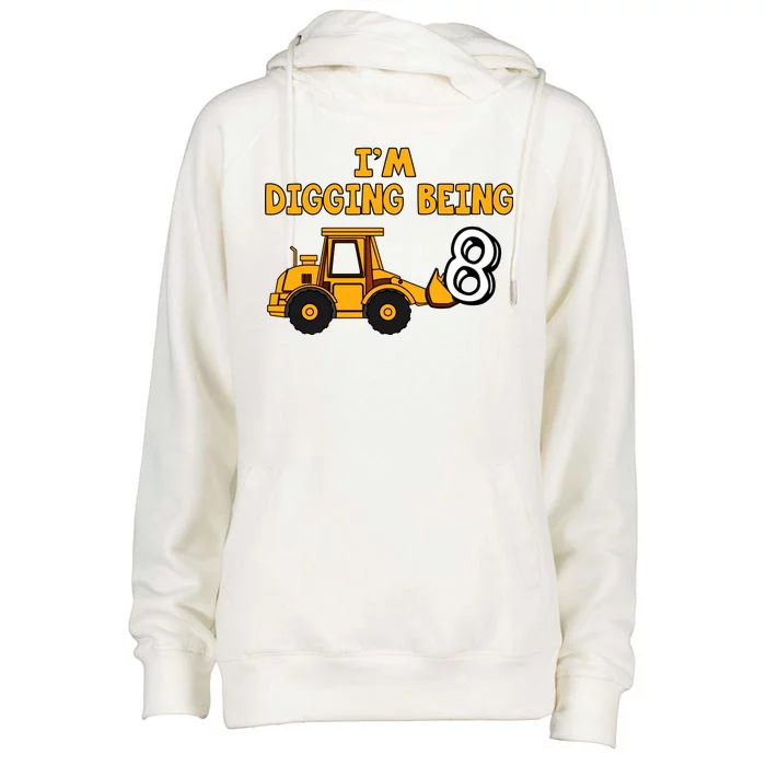 8th Birthday I'm Digging Being Eight Womens Funnel Neck Pullover Hood