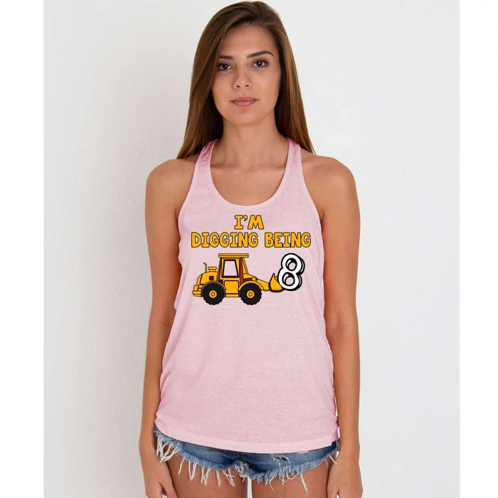 8th Birthday I'm Digging Being Eight Women's Knotted Racerback Tank