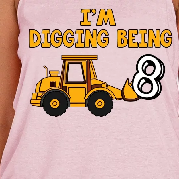 8th Birthday I'm Digging Being Eight Women's Knotted Racerback Tank