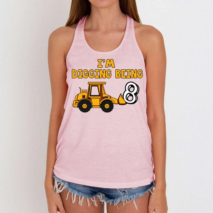 8th Birthday I'm Digging Being Eight Women's Knotted Racerback Tank