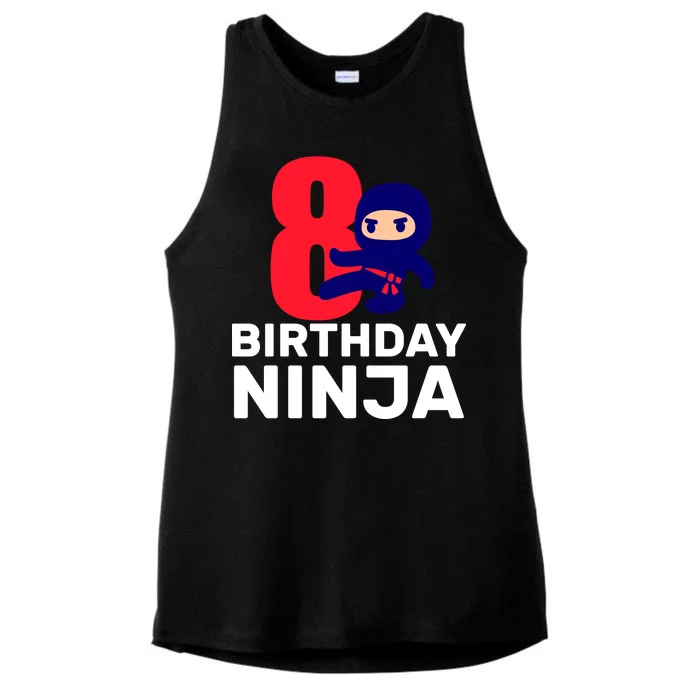 8th Birthday Ninja Ladies Tri-Blend Wicking Tank