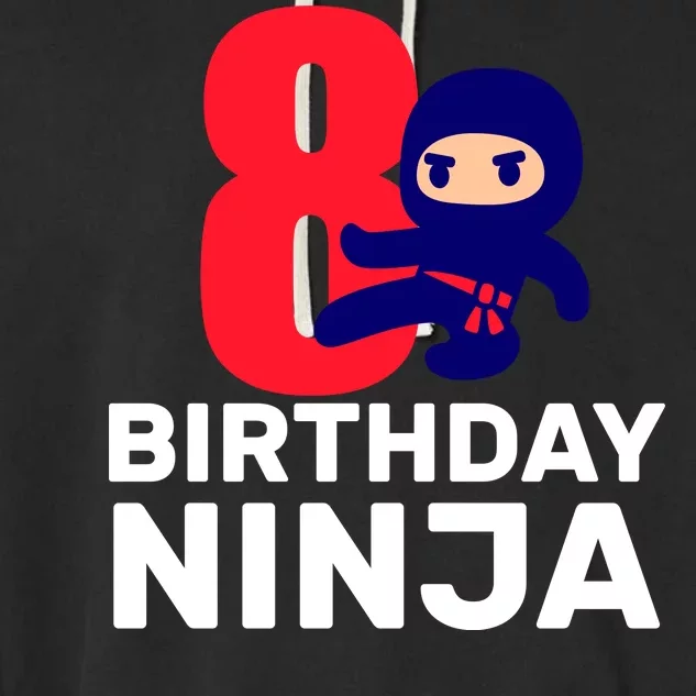 8th Birthday Ninja Garment-Dyed Fleece Hoodie