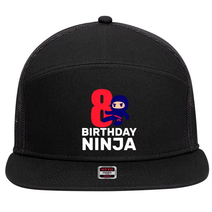 8th Birthday Ninja 7 Panel Mesh Trucker Snapback Hat