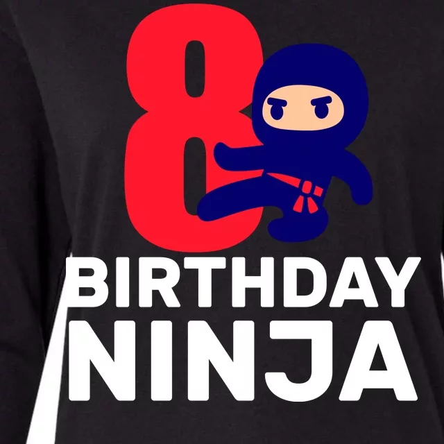 8th Birthday Ninja Womens Cotton Relaxed Long Sleeve T-Shirt